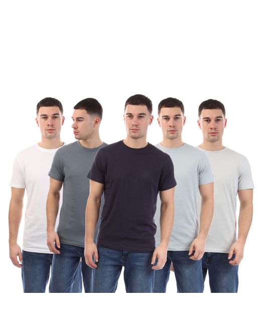 Duck and Cover Blue Demtare Print Sleeve 5 Pack T-Shirts for men