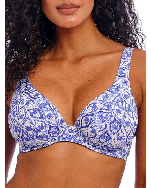 Freya Blue Ocean Breeze High Apex Bikini Top Denim