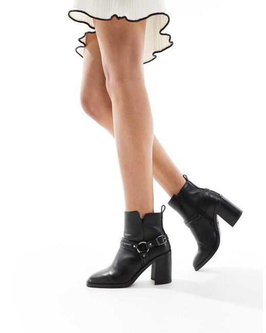 ALDO White Catasetum Harness Block Heel Ankle Boots