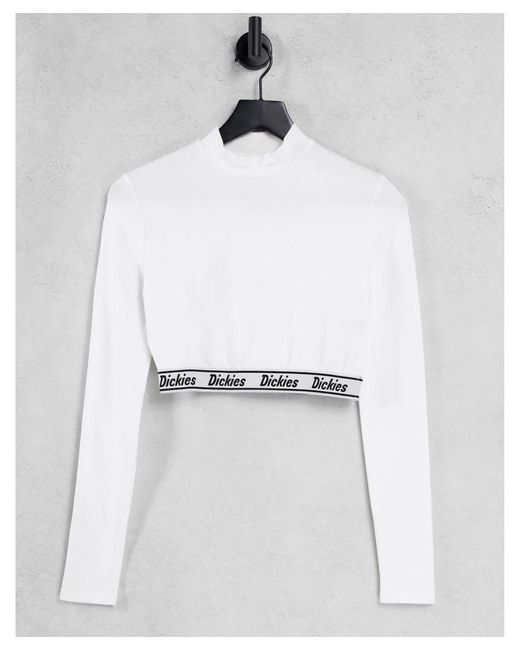Dickies Petersburg Cropped Long Sleeve T-shirt In White