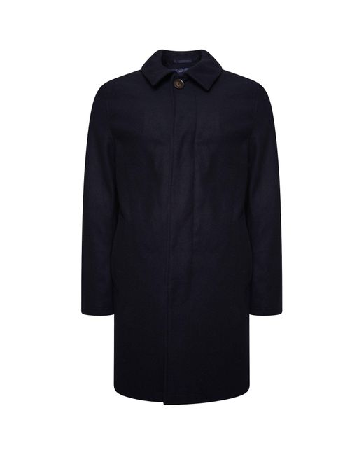 Harry Brown London Blue Wool Blend Overcoat for men