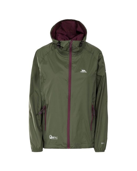 Trespass Green Ladies Qikpac Waterproof Packaway Shell Jacket