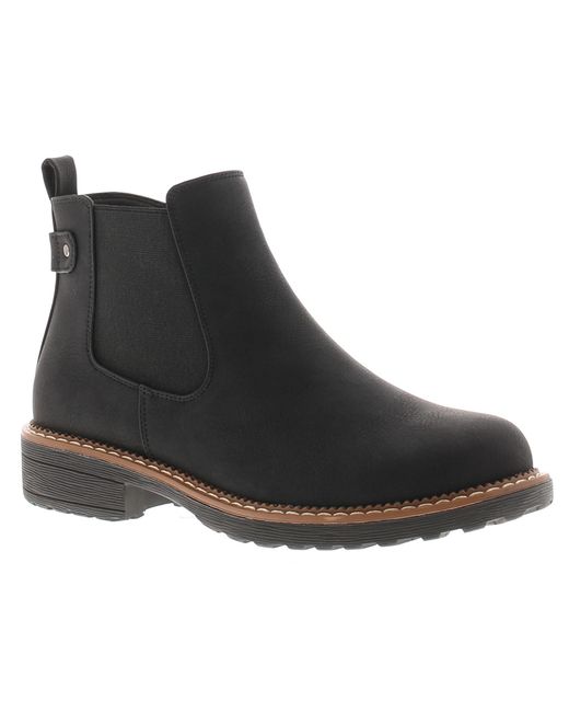Apache Black Ankle Boots Concise Pu Zip Fastening Chelsea