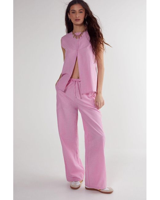 Nasty Gal Pink Stripe Straight Leg Pant