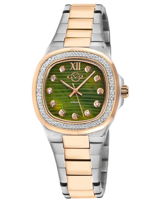 Gv2 Metallic Potente Lady Swiss Quartz Mop Dial, 316L Stainless Steel Two Toned Iprg Diamond Watch