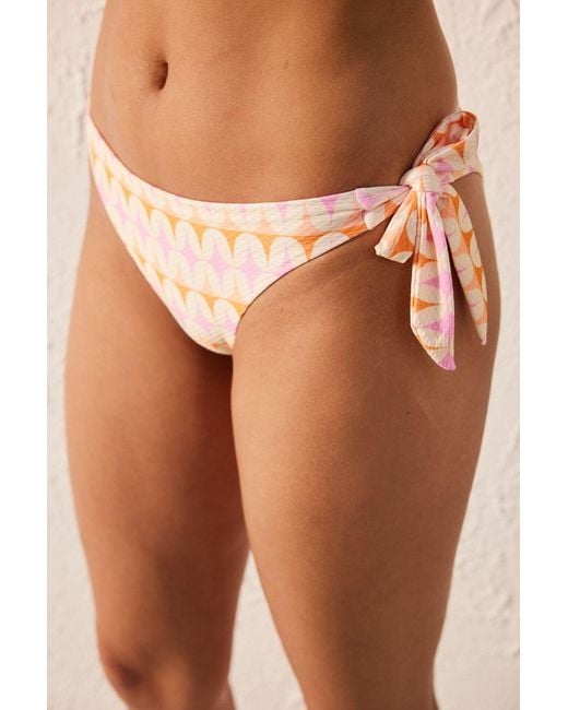 Penti Orange Geometric Tie-Side Brazilian Bikini Bottoms