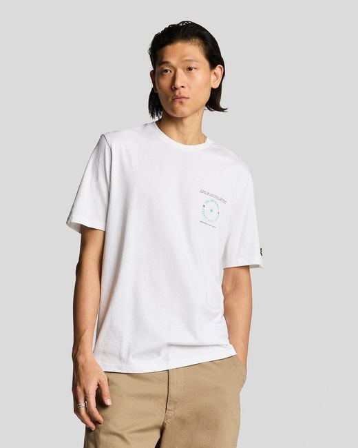 Lyle & Scott White Athletic Graphic T-Shirt for men
