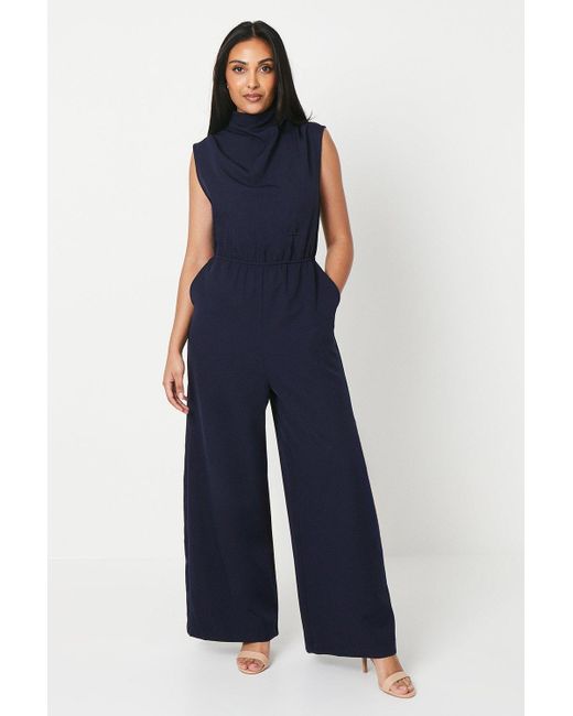 PRINCIPLES Blue Petite Cowl Neck Occasion Jumpsuit