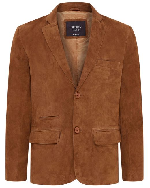 Infinity Leather Brown Slim Goat Suede Italian Blazer Jacket-Somero Lamb Leather for men