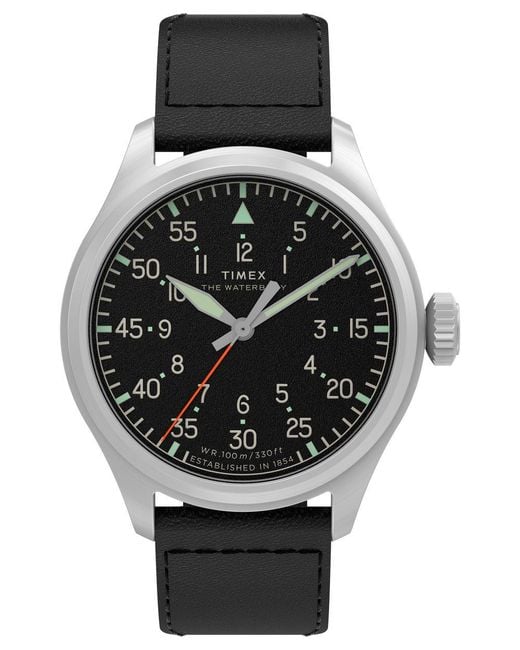 Timex Black Waterbury Traditional Watch Tw2Y70400 Leather for men