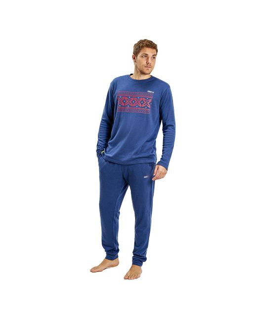 Munich Blue Long Sleeve Winter Pajamas Mudp0250 for men