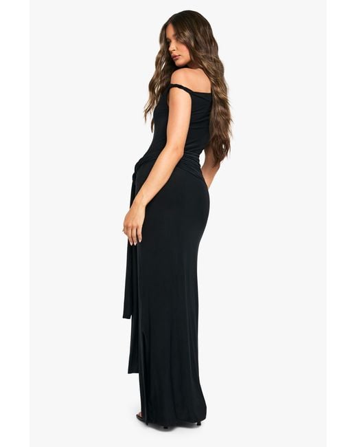 Boohoo Black Slinky Twist Detail Maxi Dress