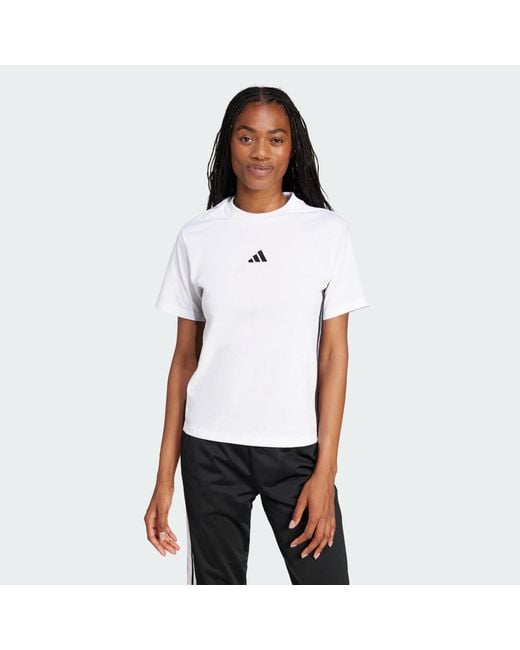 Adidas White Essentials 3-Stripes Cotton Tee