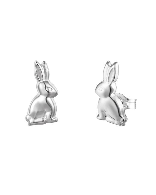 The Jewellery Stockroom Metallic Sterling Sitting Bunny Rabbit Stud Earrings
