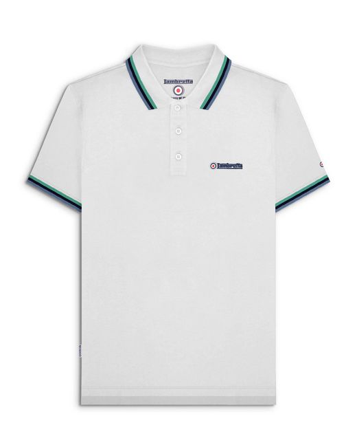 Lambretta Blue T-Shirt Twin Tipped Polo Button Fastening Textile