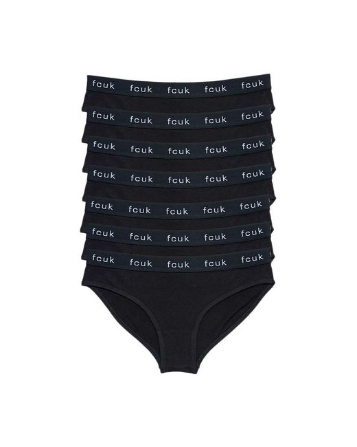 French Connection Black 7 Pack Cotton Fcuk Ladies Briefs