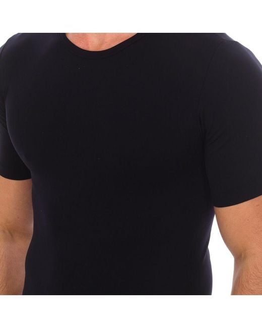 Intimidea Black Girocollo Short Sleeve Round Neck Undershirt 200042 for men