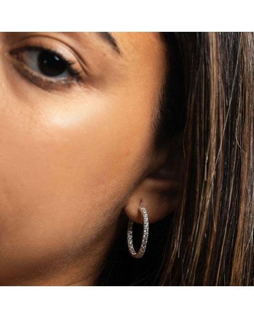 Bibei Metallic Hoop Earrings With Cubic Zirconia, 925 Sterling Bipe028