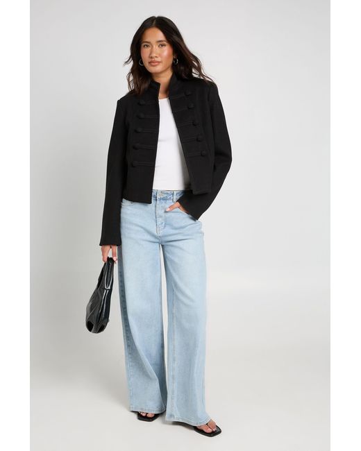 Boohoo Blue Military Cropped Jacket