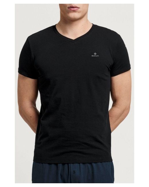 Gant Men's 2 Pack V-neck T-shirt In Black voor heren