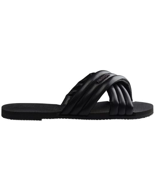 Havaianas Black Solid Patterned Open Toe Slide Sandals