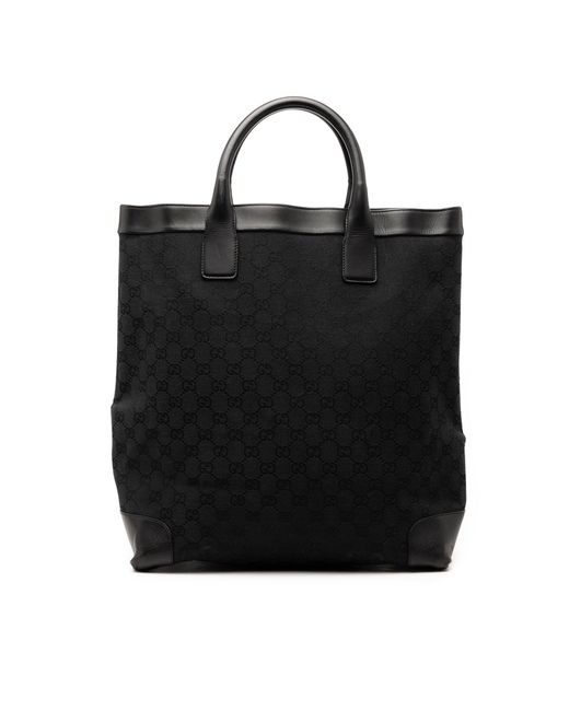 Gucci Black Pre-Owned Gg Canvas Tote