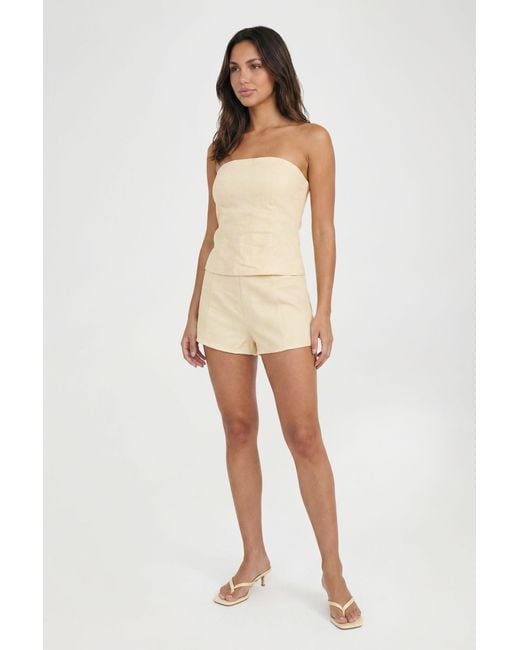 Boohoo Natural Linen Look Tailored Shorts