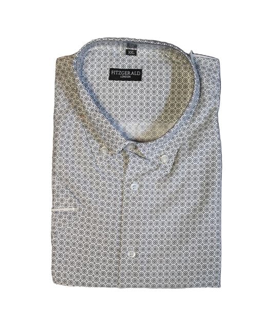 Fitzgerald London Gray Short Sleeve Shirt Plus Size With Trendy Sandy Circles Design for men