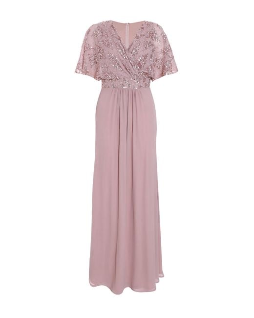 Quiz Pink Chiffon Embellished Maxi Dress