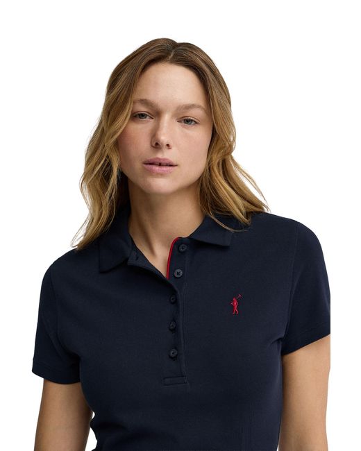POLO CLUB Blue Short Sleeve Neck Dress Dress2