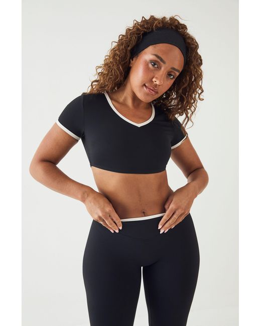 DSGN Studio Blue Sculpt Contrast V Neck Crop Top