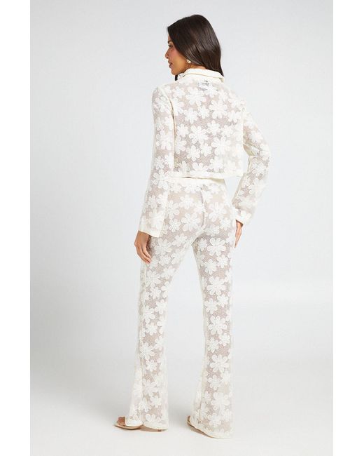 Boohoo White Ditsy Crochet Shirt