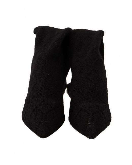 Dolce & Gabbana Black Stretch Socks Knee High Booties Shoes Fabric