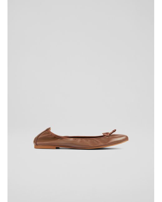 L.K.Bennett White Trilly Nude 2 Leather Ballet Pumps