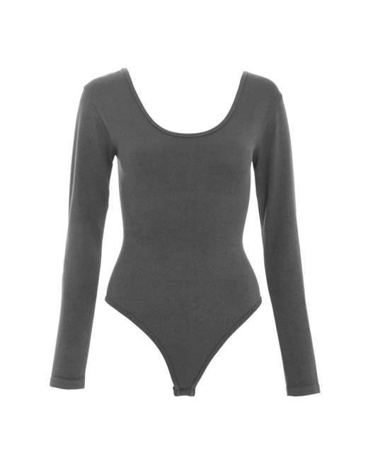 Quiz Gray Seamless Long Sleeve Bodysuit Nylon