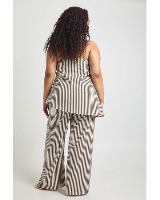 Boohoo Natural Plus Stripe Wide Leg Trouser