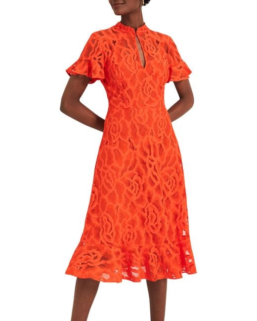 Phase Eight Red Lulu Floral Lace Dress