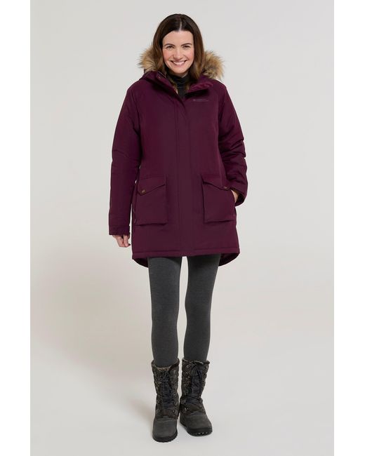Mountain Warehouse Purple 'Tarka' Long Jacket Waterproof Winter Warm Padded Coat
