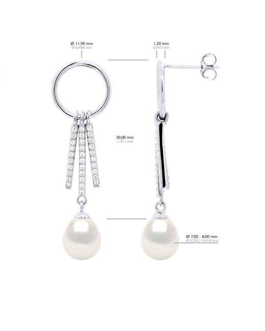 Ateliers Saint Germain White Hanging Earrings Round And Strips Mounted With Cubic Zirconia