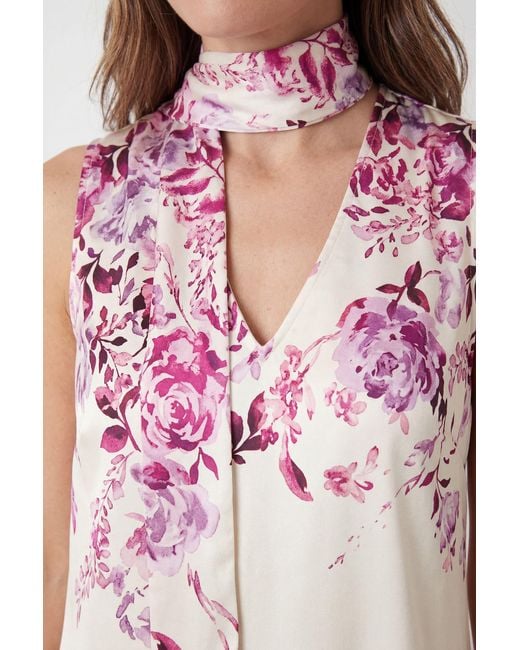 Wallis Pink Petite Floral Satin Scarf Midi Dress