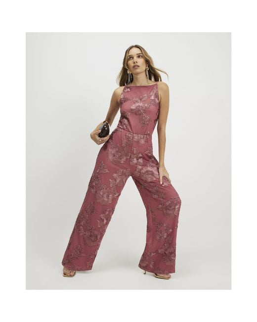 River Island Red Jumpsuit Cornelli Halter