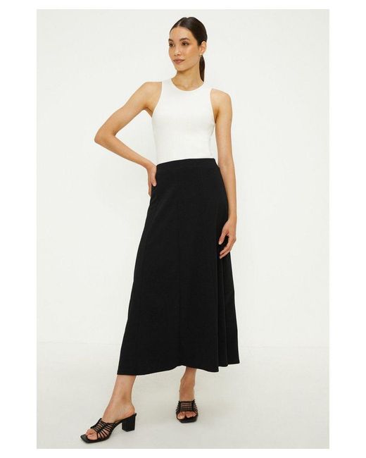 Oasis White Stretch Crepe Midaxi Skirt