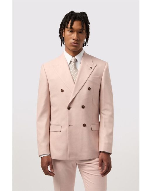 Antique Rogue Pink Double Breasted Long Sleeve Six Button Slim Fit Suit Jacket for men