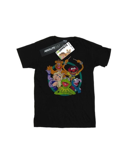 Disney Black The Muppets Group Circle T-Shirt for men