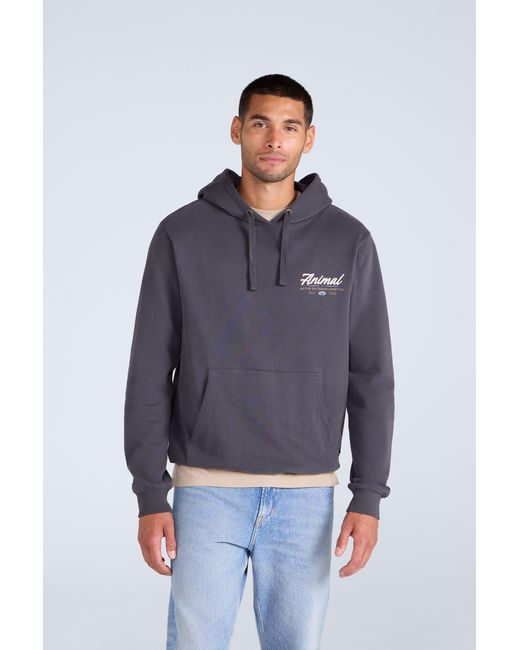Mountain Warehouse Blue 'River' Hoodie Drawcord Adjustable Hood Cosy Pullover Cotton for men