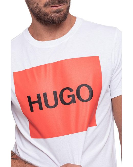 HUGO White Logo Sustainable T-Shirt for men