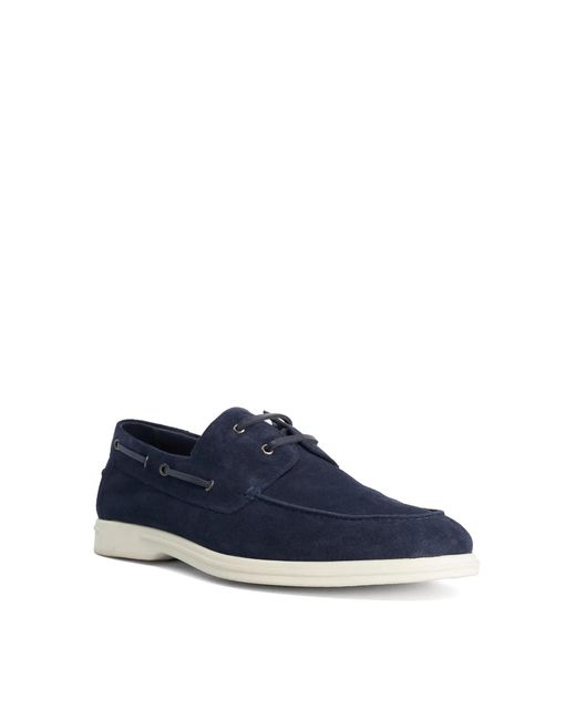 Dune Blue Boldman Tan Suede Boat Shoes for men