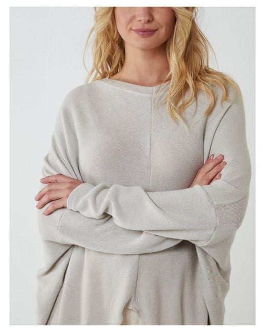 Blue Vanilla Gray V Neck Front Cut And Sew Soft Knit Jumper