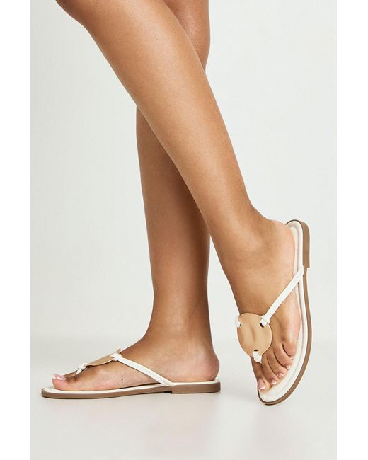 Boohoo Natural Hardware Detail Flip Flops