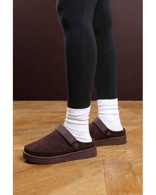 Where's That From Black Wheres 'Umber' Cosy Adjustable Sling Back Faux-Suede Slippers